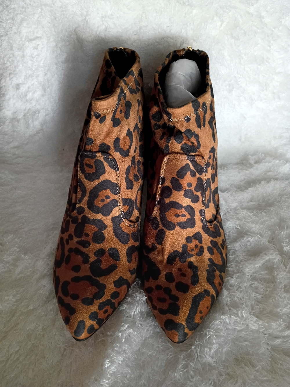 Franco Sarto Leopard Print Pointed Toe Ankle Booties Size 8 NIB